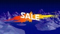 SaleÃÂ graphicÃÂ in white on mountain background